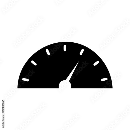 Black and white speedometer with needle indicating a relatively low reading