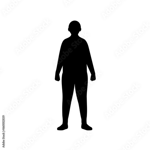 Silhouette of a Standing Person with a Rounded Head and Simple Posture
