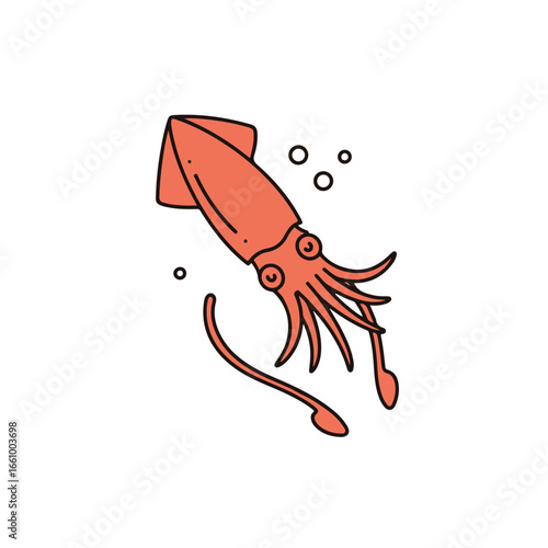 A cute squid with cartoon style design.