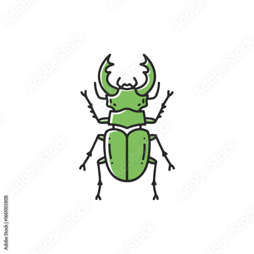 A green beetle illustration.