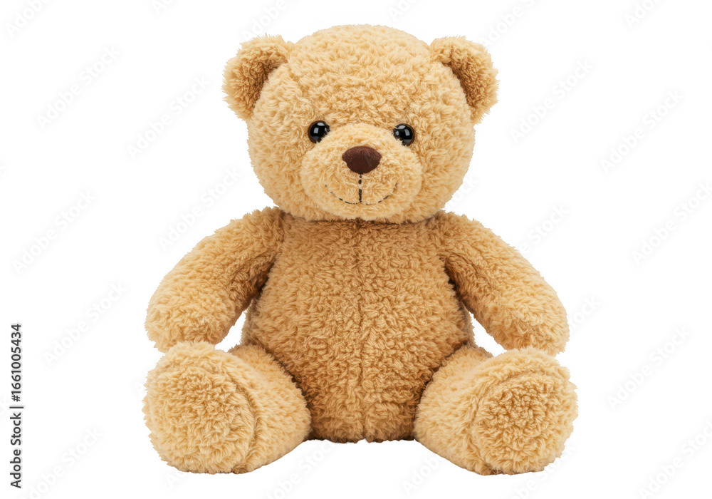 A cute fluffy brown teddy bear toy sitting down isolated on transparent background A cute fluffy brown teddy bear toy sitting down isolated on transparent background
