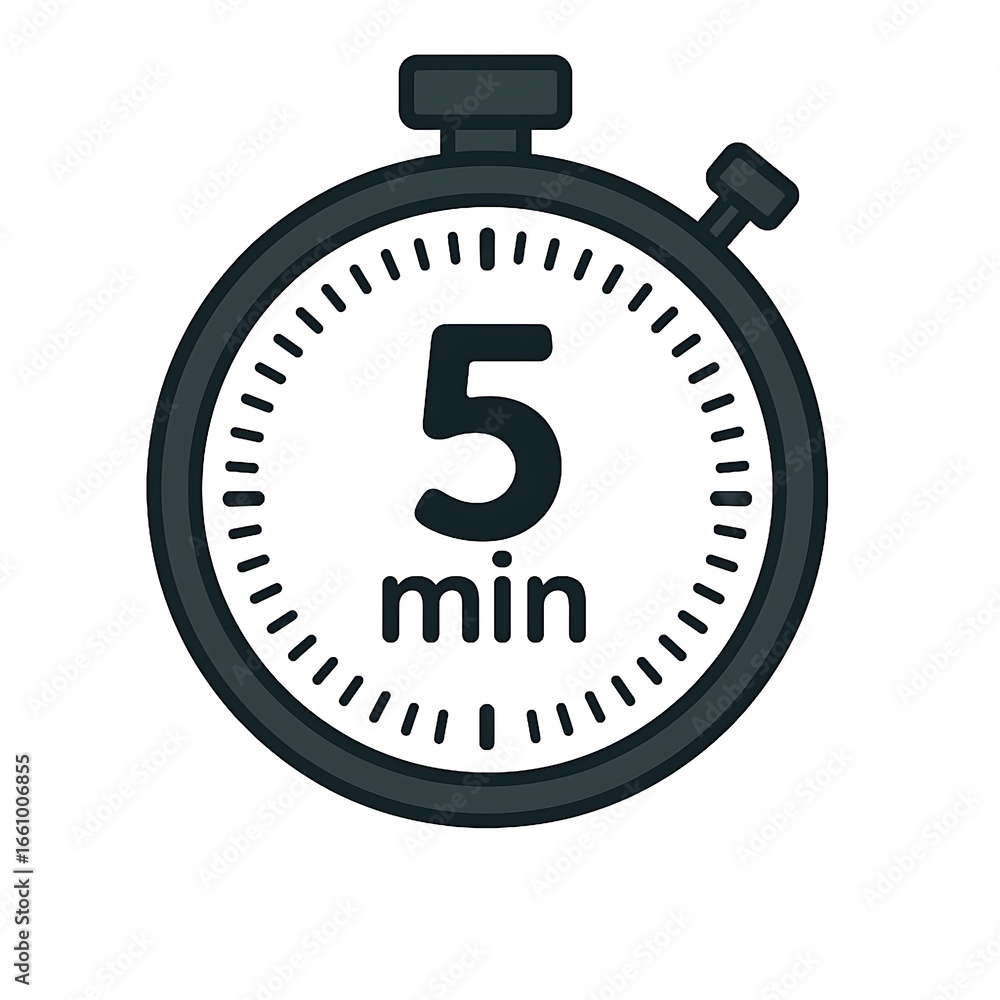 Fototapeta premium Five Minute Timer Icon Time Management and Productivity