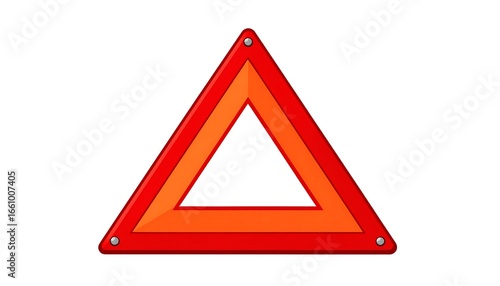 Free Download Red and Orange Reflective Warning Triangle Sign for Road Safety. - GFXLoad