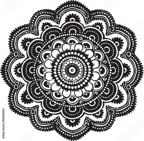 Intricate Mandala Design: A detailed, black and white mandala design, offering a sense of calm and meditative contemplation.