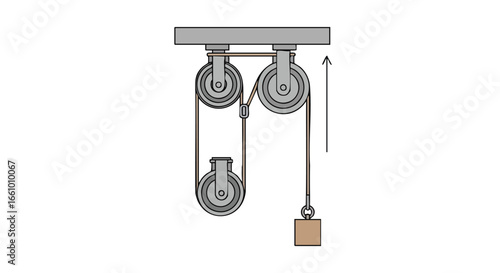 Diagram Illustrating a Compound Pulley System for Mechanical Advantage in Lifting Loads with Efficiency and Precision showing the mechanism 53