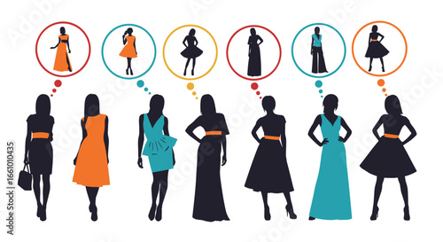 Diverse array of fashionable dresses showcasing various styles and silhouettes