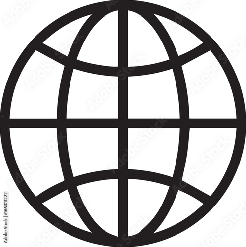 Sleek globe icon for global business solutions and international communication, originally a scalable vector graphic for versatile design options.