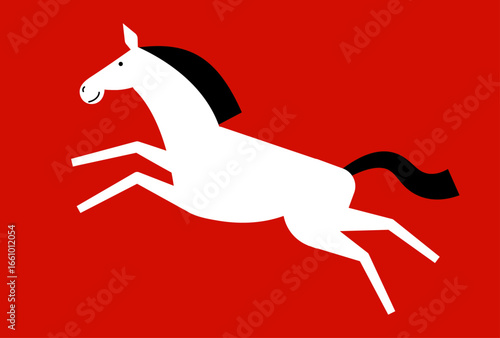 ジャンプする馬のミニマルなイラスト　和風モダン　午年用の年賀素材