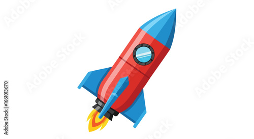 Cartoon rocket taking flight for a future oriented project or educational resource for kids learning about space travel and exploration