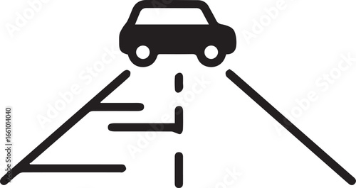 Modern car icon with headlights illuminating road, perfect for automotive, transport, or safety concepts, originally a scalable vector graphic