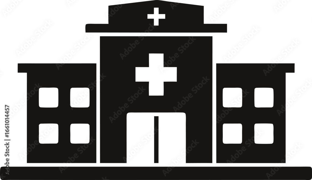 Obraz premium Medical Clinic or Hospital Exterior Silhouette