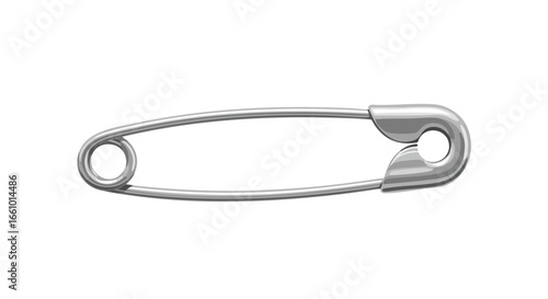 Gleaming safety pin isolated on a pristine white surface with smooth curves representing basic necessities and mending elements for different purposes