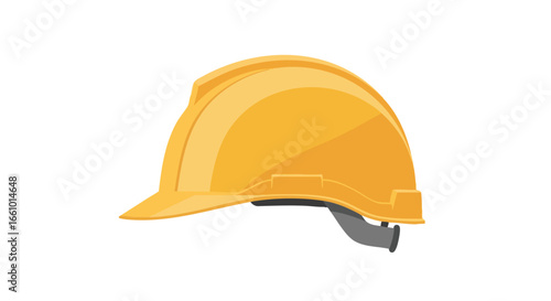 Vibrant yellow hard hat symbolizing construction industry safety and worker protection standard equipment in flat vector rendering design concept