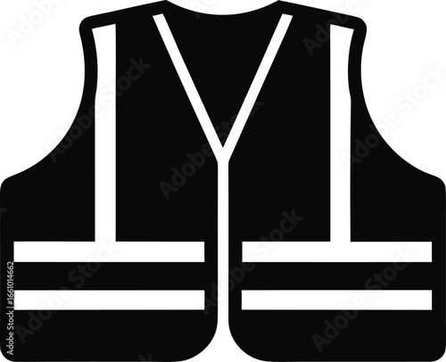 High Visibility Safety Vest Silhouette Vector Illustration