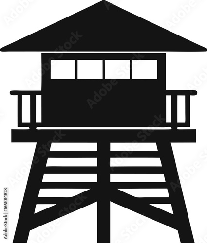 Lifeguard Tower Icon Silhouette Vector Illustration