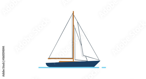 Sailing towards the horizon, a minimalist depiction of a sailboat on the open water, conveying freedom and adventure in a simplistic aesthetic