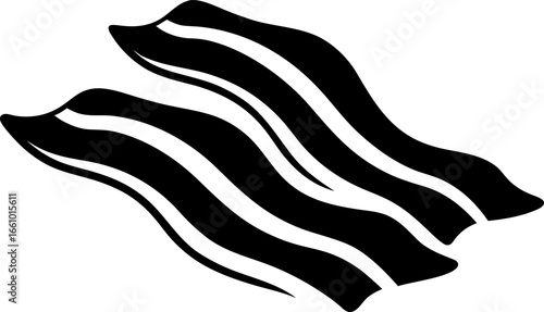 Sliced Bacon Strips Silhouette Vector Illustration