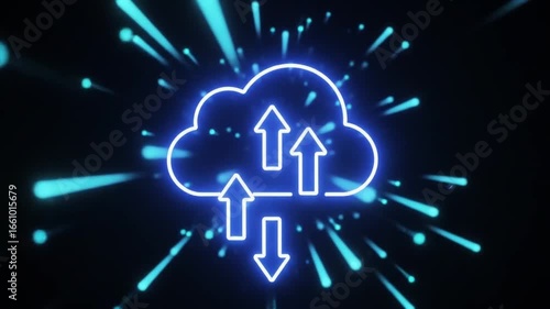 Wallpaper Mural Cloud Data Transfer: Neon Style Illustration Torontodigital.ca