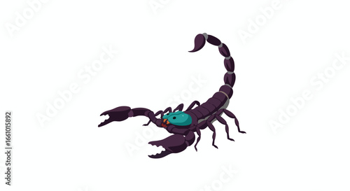 Isolated digital illustration of a menacing scorpion with a raised stinger on a plain background arthropod predator isolated