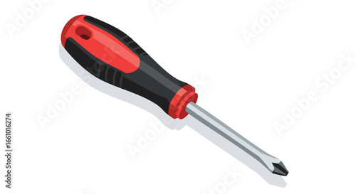 Stylized Illustration of a Flathead Screwdriver Tool on a Clean White Background, for DIY and Construction Projects