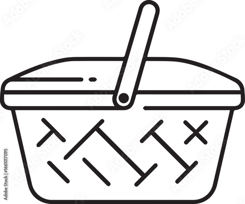 Charming picnic basket icon perfect for summer promotions, outdoor events, and family-friendly designs, originally a scalable vector graphic