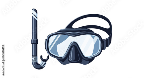 Stylized Snorkeling Gear Illustration: Mask and Snorkel for Underwater Exploration Adventures