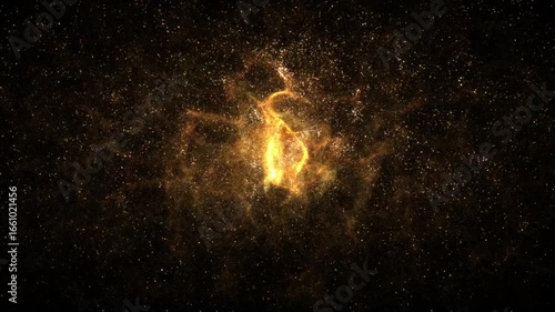 on center gold particles from flower flow dust Transparent background. Seamless loop