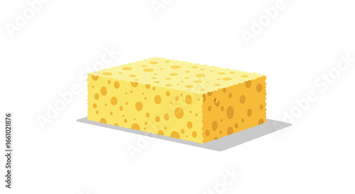 Porous Cleaning Tool: Yellow Sponge Illustration for Household Cleanliness and Hygiene Depiction