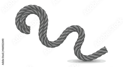 Illustration of a Twisted Gray Rope on a White Background Depicting Strength and Connection in a Graphic Style