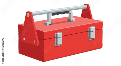 A Bold Red Toolbox: Symbolizing Home Improvement and DIY Projects, a Versatile Storage Container for Tools and Equipment, Ideal for Construction and
