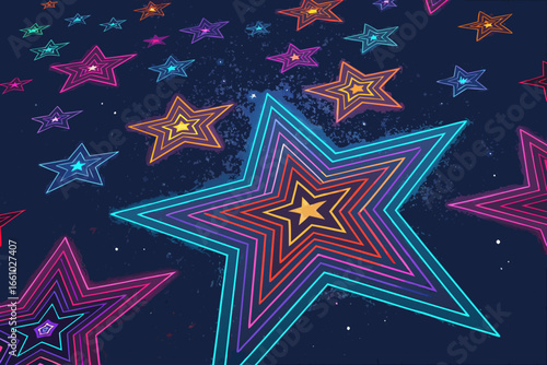 Depicting Neon Galaxy Star With Glowing Bold Colorfu Stunning Professional Photo