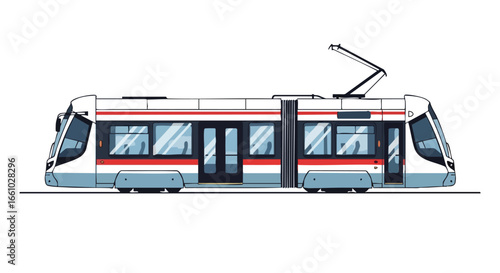 Streamlined City Transit: A Modern Tram Illustration Depicting Urban Mobility and Connectivity Across Metropolitan Areas