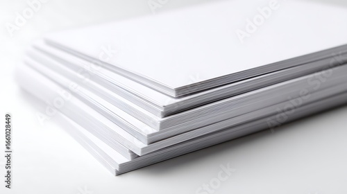 Stack of Crisp White Paper Sheets CloseUp Macro View for Printing and Design