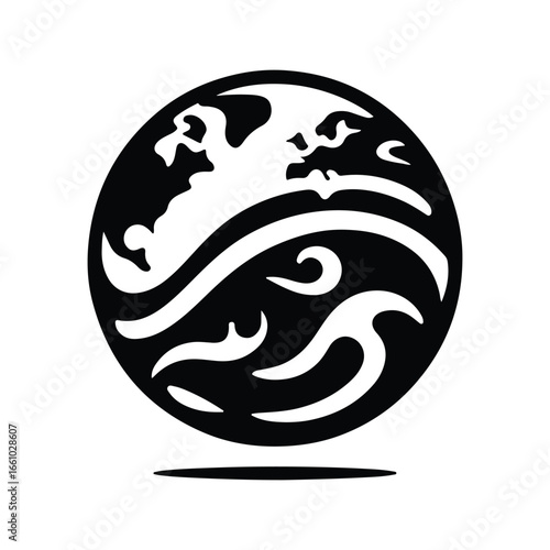 earth globe  silhouette outline logo design concept illustration 