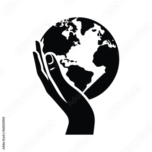 earth globe  silhouette outline logo design concept illustration 