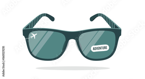 Stylish Sunglasses with Adventure Theme: A Vector Illustration for Travel and Exploration inspiration