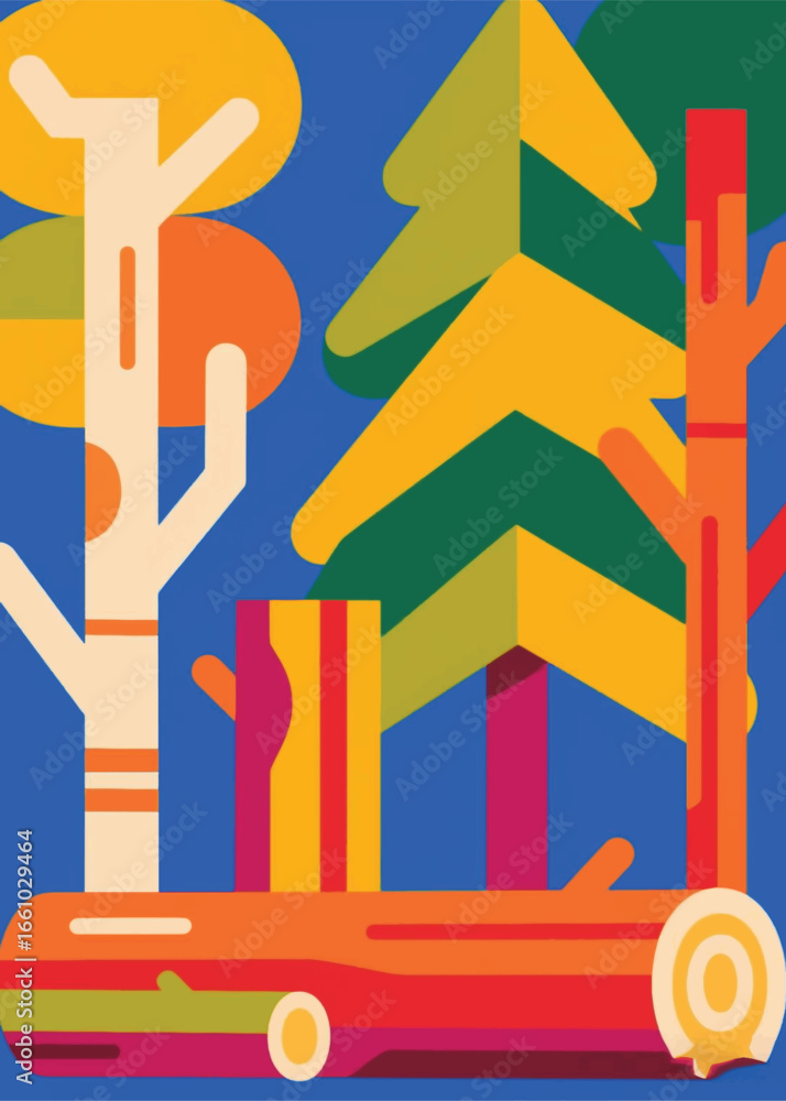 Obraz premium geometric modern big tree Illustrator Artwork design template poster