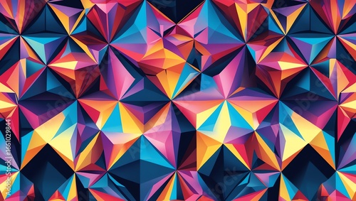Wallpaper Mural Vibrant Abstract Polygonal Artwork: A Symphony of Colors and Shapes Torontodigital.ca