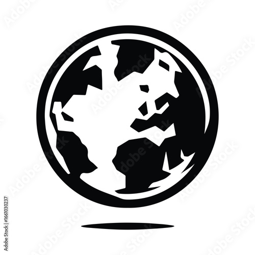 earth globe  silhouette outline logo design concept illustration 