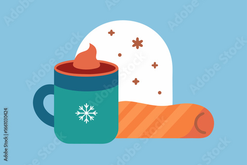 Cozy Winter Lifestyle with Knitted Blanket and Cocoa