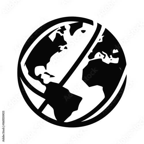earth globe  silhouette outline logo design concept illustration 
