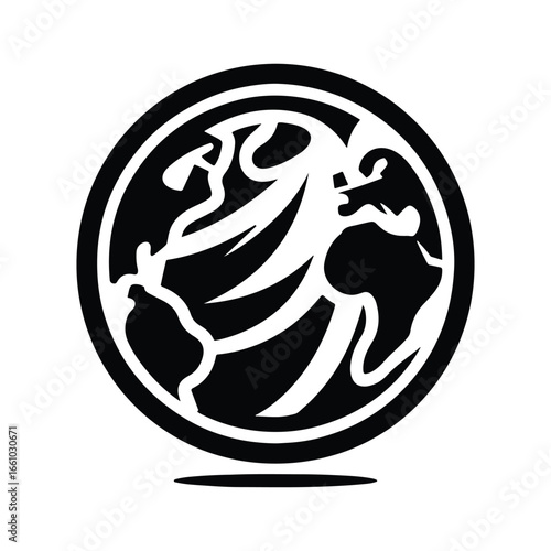 earth globe  silhouette outline logo design concept illustration 