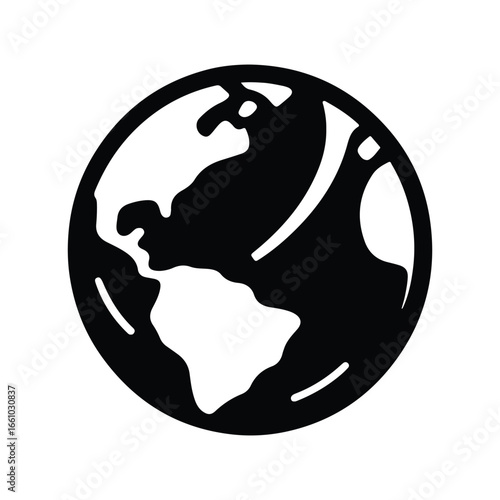earth globe  silhouette outline logo design concept illustration 