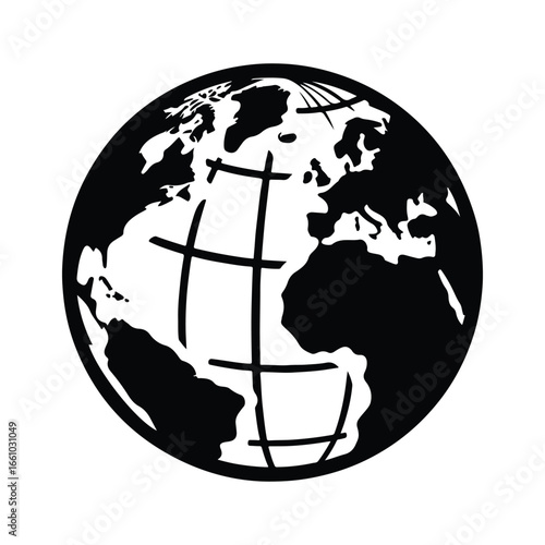 earth globe  silhouette outline logo design concept illustration 