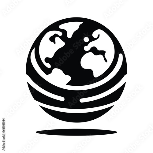 earth globe  silhouette outline logo design concept illustration 