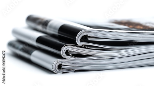 Wallpaper Mural Stack of Magazines with White Pages and Black Spine on White Background Torontodigital.ca
