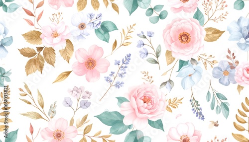 Wallpaper Mural Delicate floral pattern Torontodigital.ca