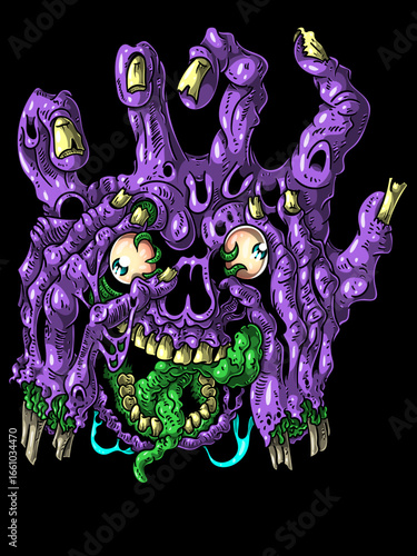 Fotografie Grotesque Zombie Hand-Skull