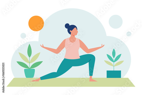 Morning Yoga Scene with Natural Light and Plants