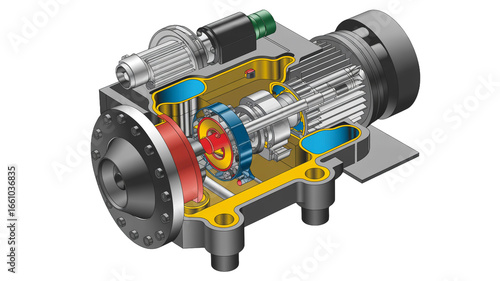Wallpaper Mural Cross section of a hydraulic pump isolated on transparent background, showcasing internal components and engineering design for industrial applications Torontodigital.ca